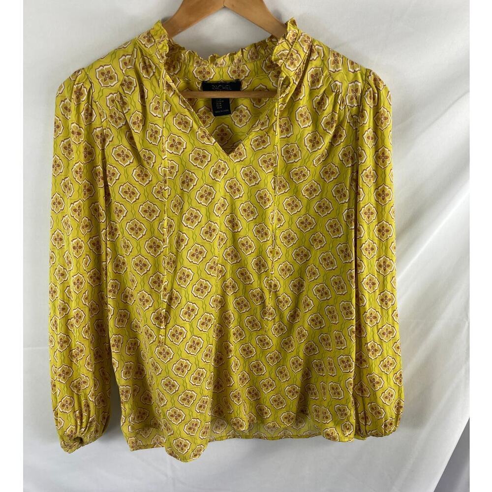 Rachel Rachel Roy Yellow Patterned Blouse Size Medium